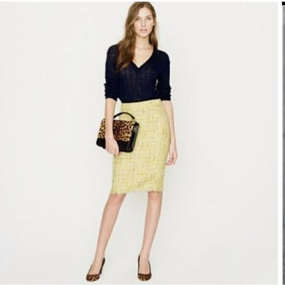 J Crew Neon Tweed Boucle Pencil Skirt NWT - Picture 7 of 7